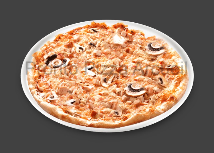 Tomate, double fromage, poulet, champignons.