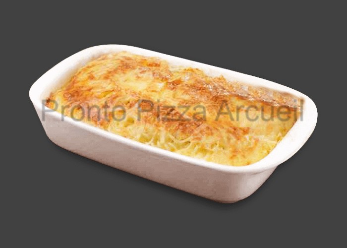 Reblochon, pommes de terre, lardons, crme frache. 
Gratin au four.